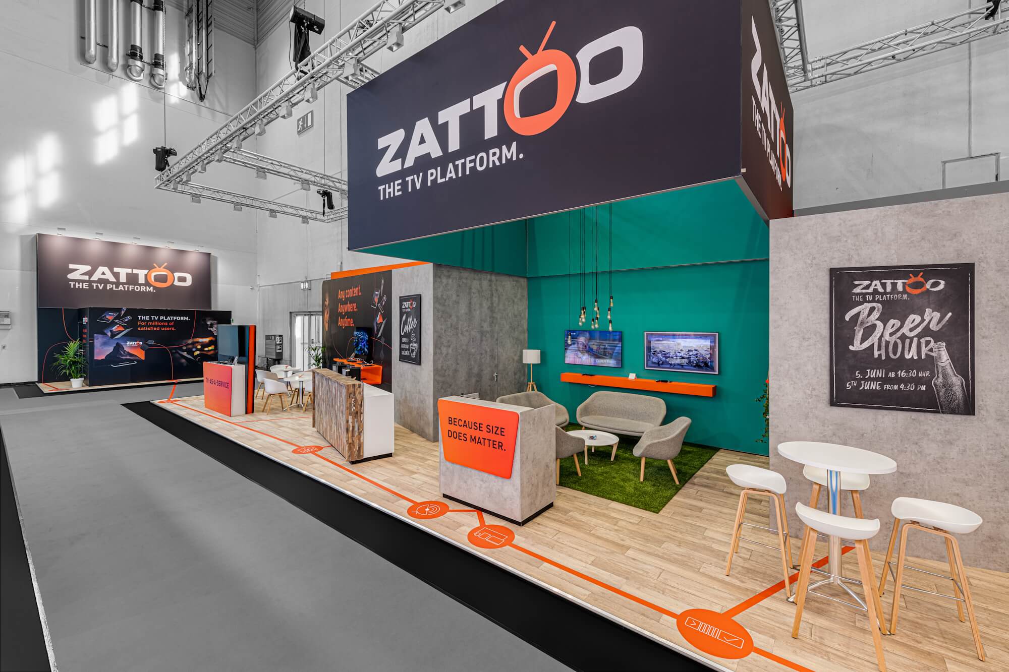 Messestand Zattoo auf der Messe Anga Com in Köln