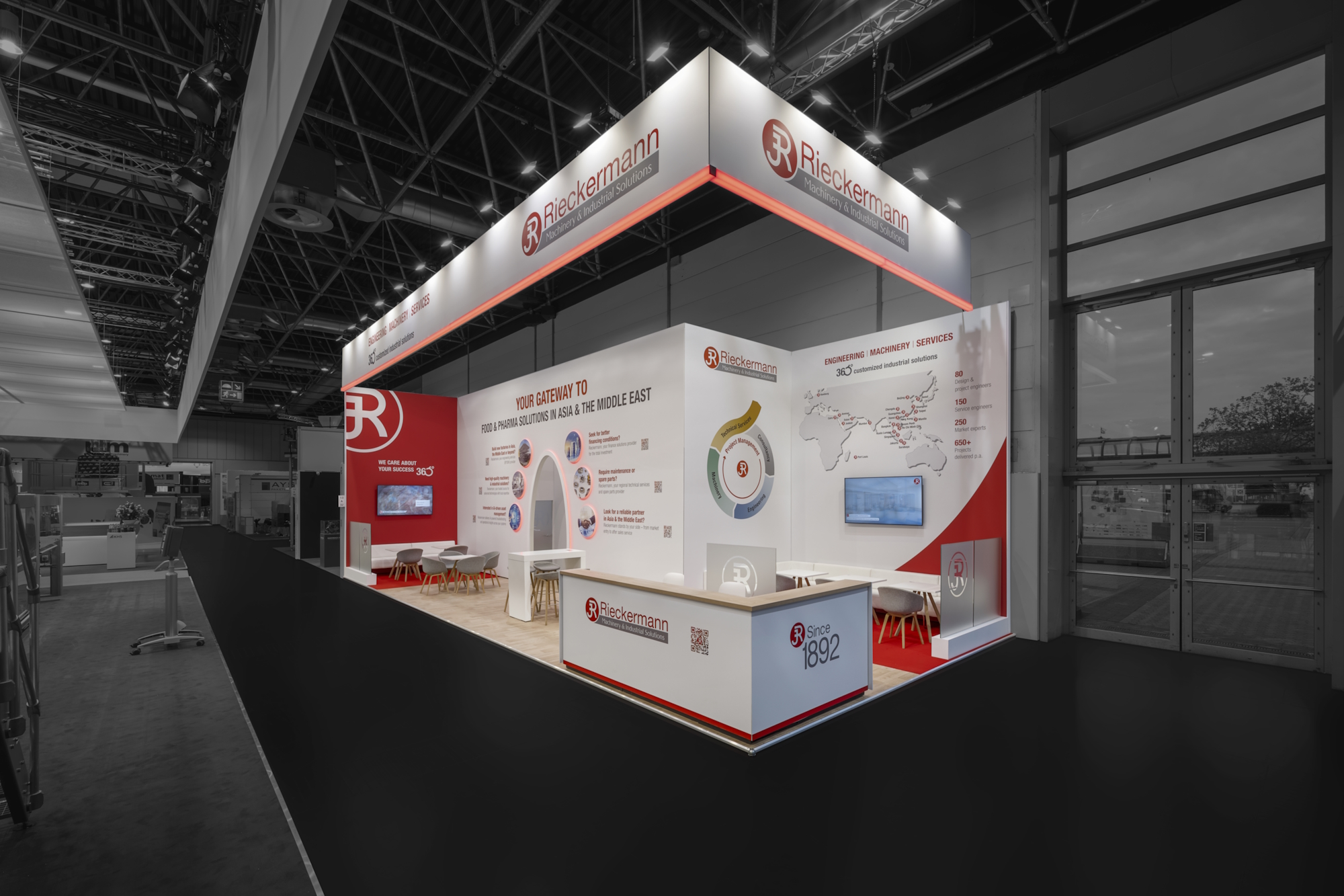 PREUSS MESSE Rieckermann Interpack 25 Dark Web Messestand von Rieckermann auf der Interpack 2026